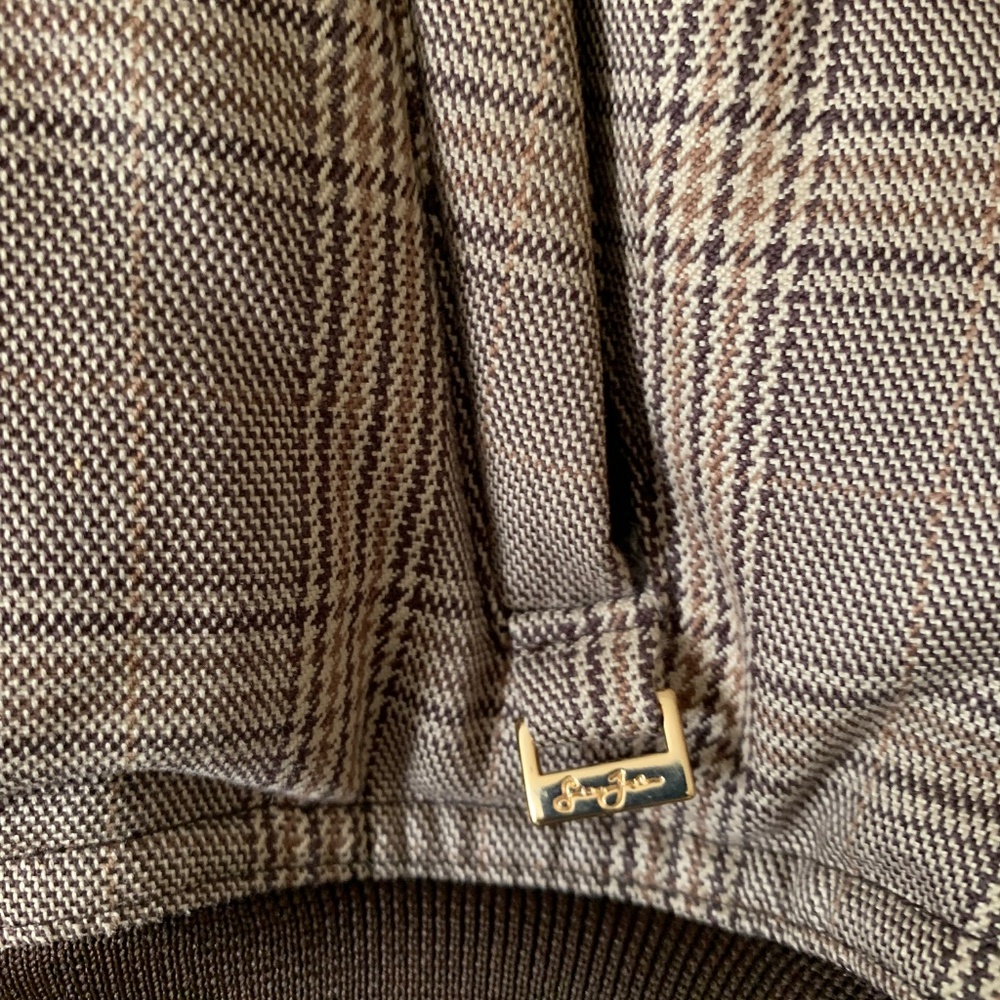 Sean John Women’s Plaid Puffer Jacket L | Cropped Bomber Style Gold Hardwarware - Picture 6 of 9